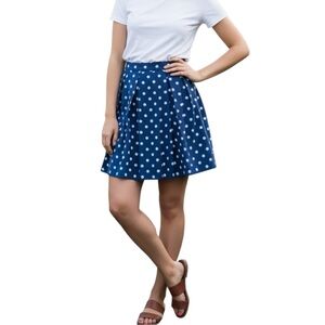 Vintage Corilynn Structured‎ Cotton Pleated Skirt, Navy with White - Size 4